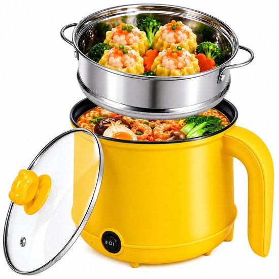 DMG Supply Noodle Pan - Geel - Elektrische Kookpan - Hotpot - Noodle Kom - 1,8 L - Multicooker