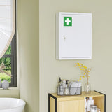 4goodz Medicijnkastje EHBO-kastje met slot RVS 15x40x53 cm - Wit