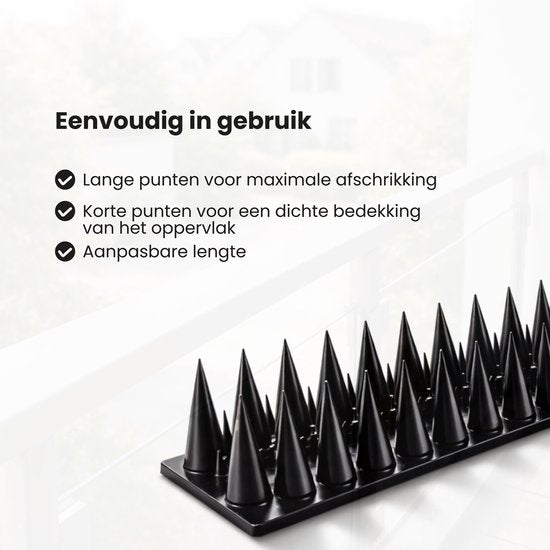 Antiklimstrips - 5 meter (10x 50 cm) - Zwart - Duivenpinnen - Duivenverjager - Vogelverjager - Kattenverjager - Kattenschrik - Vogelwering - Vogelpinnen
