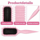 Krullenborstel voor Krullend Haar – Stylingborstel met Flexibele Pinnen – Haarborstel voor Ontwarren, Volume en Styling – Puntkam – Roze - Curl Brush