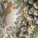 Kerstkrans met LED-verlichting, rode bessen 60 cm doorsnede