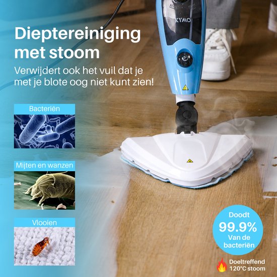 Kymo Stoommop - Stoomreiniger vloer - Stoomdweil - Vloerreiniger - Elektrische Dweil
