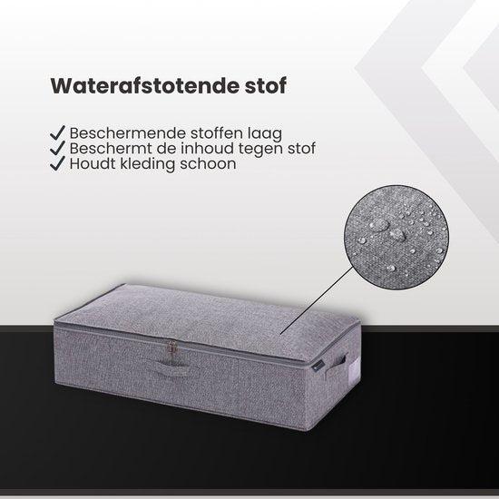 Bed Organizer met verharde bodem - 2 stuks - Ruime Opbergzakken voor Kleding en Dekbedden - Grijs - Opbergtassen voor onder je Bed