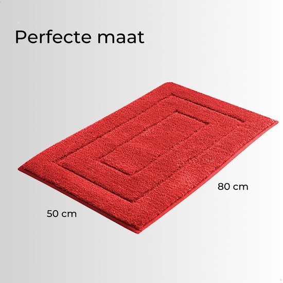 AKSA Home® Badmat 50x80 cm - Douchemat antislip - Badmat antislip - Badkamermat - Vloerkleed - Rood