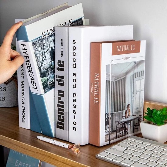 Boekensteun Plexiglas - 8 Stuks - Boekensteunen - Plank Organizer - Doorzichtig Boekenstandaard - Boeksteun - Boekenhouder - Boekenrek – Transparant