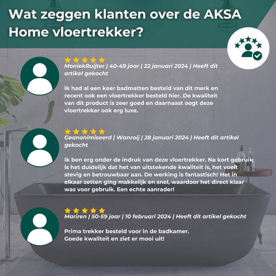 AKSA Home® Vloertrekker - Douchewisser - Trekker Douche - RVS Vloerwisser - met Steel - Zwart