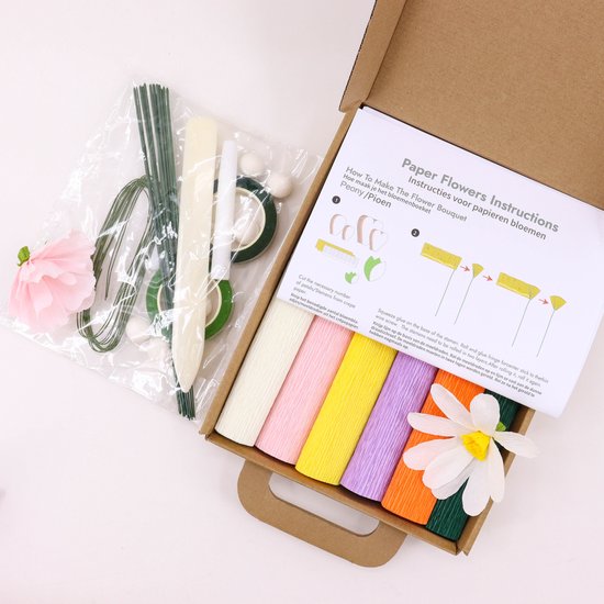 DIY Bloemen Knutselset van Crêpepapier – Maak Zelf Papieren Bloemen & Boeket – Creatieve Hobby Set voor Volwassenen & Kinderen – Inclusief Instructies