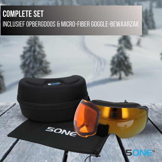 5one® Alpine 9 - Skibril met 2 Verwisselbare Lenzen - en Oranje