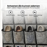 Schoenenkast Hangend - Schoenenzak 24 vakken - Opbergen van Schoenen aan Deur - Schoenenzak Grijs - Oplossing voor rondslingerende schoenen - Hoogwaardige Schoenenkast