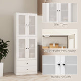 Keukenkast Buffetkast Hoog met 2 matglas deuren 30x59x170 cm - Wit