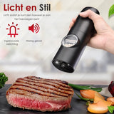 Vesfy Elektrische Peper en Zoutmolen Set - Oplaadbaar met Laadstation - Instelbare Maalgraad - LED-Licht - Pepermolen