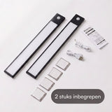 Fidali LED kastverlichting met bewegingssensor - draadloos - zwart - 2 stuks incl. bevestigingsset