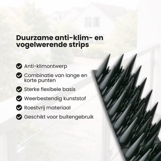 Antiklimstrips - 5 meter (10x 50 cm) - Zwart - Duivenpinnen - Duivenverjager - Vogelverjager - Kattenverjager - Kattenschrik - Vogelwering - Vogelpinnen