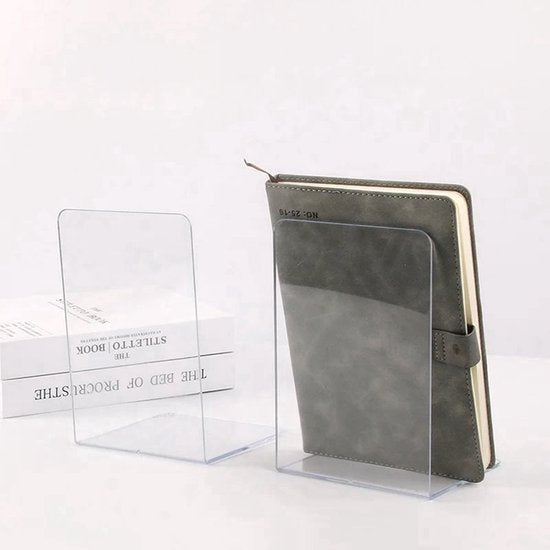Boekensteun Plexiglas - 8 Stuks - Boekensteunen - Plank Organizer - Doorzichtig Boekenstandaard - Boeksteun - Boekenhouder - Boekenrek – Transparant