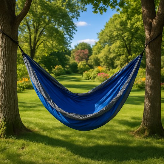 4gardenz® Outdoor Hangmat – Parachutestof – 270 cm – Compact & Sterk - Blauw