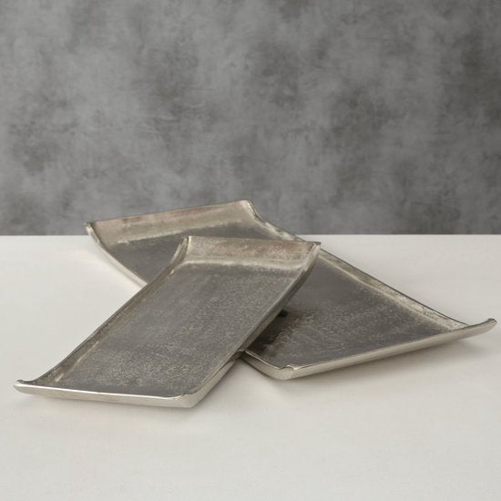 4goodz Zilveren Decoratieve Dienbladen Set – 2 Stuks Aluminium
