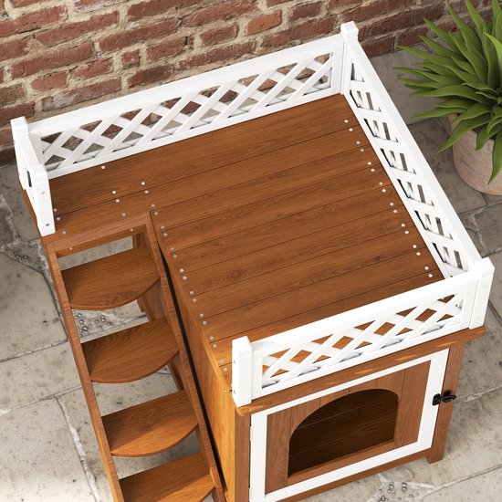 4goodz Kattenhok met dakterras 67,5x63x68,5cm - Bruin