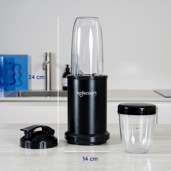 Safecourt kitchen - Smoothie Blender - Blender 1200W - Smoothie Maker - Inclusief to go bekers - Zwart