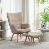 4goodz Oor-Fauteuil met Voetenbank Ribfluweel Optiek - Bruin