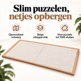 Opvouwbaar Puzzelbord voor 1000 Stukjes – Puzzelmat & Puzzelplaat 80 x 60 cm – Draagbaar Puzzelbord – Antislip Oppervlak – Beige