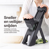Mandoline - Groentesnijder met Opvangbak – Verstelbare Groente Snijder – Julienne Snijder – Blokjessnijder – Groente Hakker – Mandoline Keuken – Komkommer, Ui en Groente Snijden - Uiensnijder — Keukensnijder — Vaatwasserbestendig
