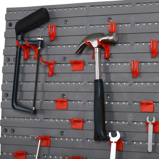 4goodz Gereedschapswand 54-dlg met Haken - Rood/Grijs