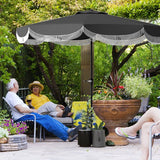 Kantelbare Parasol met Volant 269 cm doorsnede - Donkergrijs