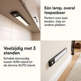 Fidali LED kastverlichting met bewegingssensor - draadloos - zwart - 2 stuks incl. bevestigingsset