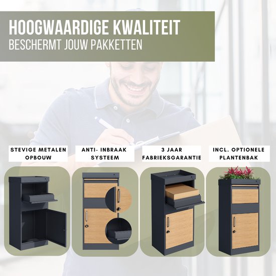 4gardenz® Pakketbrievenbus XL - Staande - Pakketbox - Antraciet