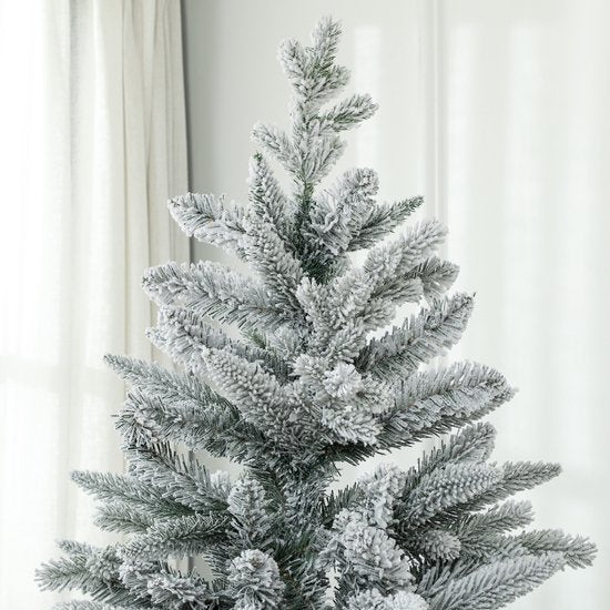 Homcom Kerstboom 180 cm met Sneeuw - Metalen standaard - Wit