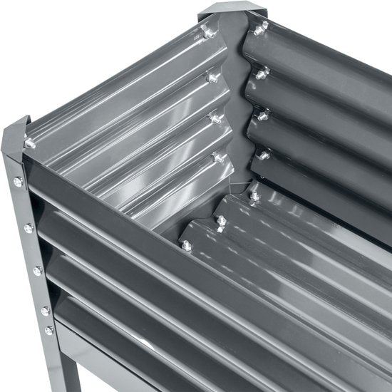 Verhoogde Plantenbak Weerbestendig 100 cm x 45 cm x 80 cm - zilver