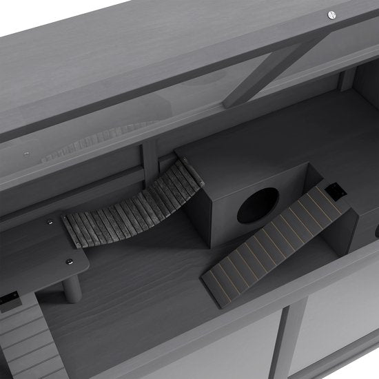 Houten Hamsterkooi met Houten Huis 52x100x50 cm - Grijs