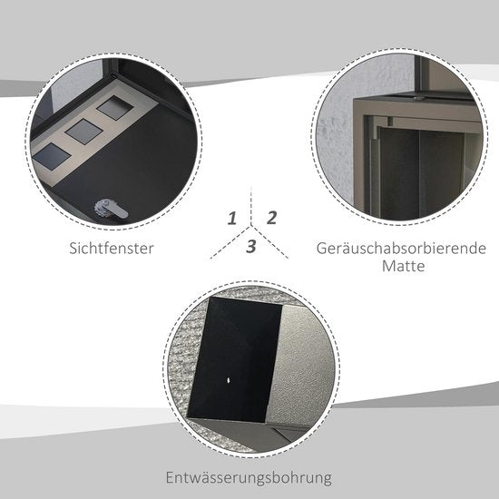 Wandbrievenbus modern - Afsluitbaar met slot - 36,5x11,5x29 cm - Zwart