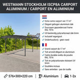 Westmann Aluminium Carport Stockholm Gebogen 576x300x220 cm - Grijs