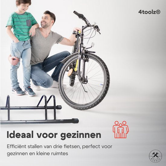 4toolz stabiel stalen fietsenrek voor drie fietsen - Zwart