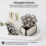 Carewat Glad Pro met extra scheerkop – 7-in-1 elektrisch scheerapparaat voor mannen – hoofd & baard scheren – nat & droog gebruik – waterdicht, draadloos en met LED display