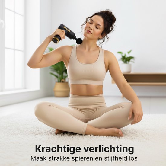 Carewat Massage Gun – Spiermassage Apparaat met 4 Opzetstukken – Draadloos – Stil – Oplaadbaar via USB-C – Spierontspanner voor Nek, Rug en Benen