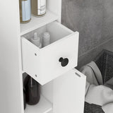 Badkamerkast Smal - 4 planken - lade en 2 draaideuren - Wit