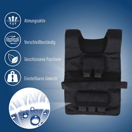 20 kg Gewichtsvest verstelbaar - zwart