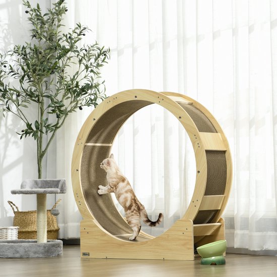 4goodz Kattenloopwiel 91 cm met rem en krabplank, kattenloopwiel