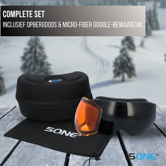 5one® Alpine 9 - Skibril met 2 Verwisselbare Lenzen - en Oranje