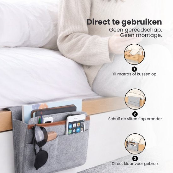 Bedside Pocket - Vilten Opbergzak voor Bed of Bank - Bedorganizer