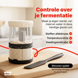 Zuurdesem Starterset – Complete Broodbakset met Rijsmand 23 cm – Glazen Starterpot – Deense Deeggarde – Deegschrapers – Broodmesje – Bakset voor Zuurdesembrood