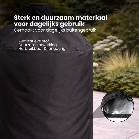 BBQ Hoes Waterafstotend en Rond - Zwart - 21 tot 25 inch - Ø98x115cm - Universeel - Geschikt voor Kamado, Big Green Egg en Grill Guru