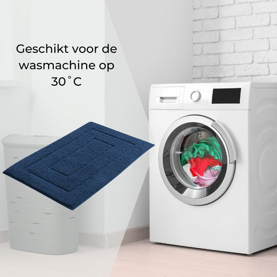 AKSA Home® Badmat 50x80 cm - Douchemat antislip - Badmat antislip - Badkamermat - Vloerkleed - Donkerblauw
