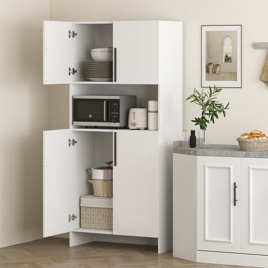 Moderne Keukenkast Voorraadkast Hoog 2 deurs 40x79x175 cm - Wit