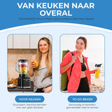 NovaWare Blender - 1.5L - Inclusief beker to go 600ml - 1300W Smoothie Maker - Mini Blender – Met Display - Glas - Zwart