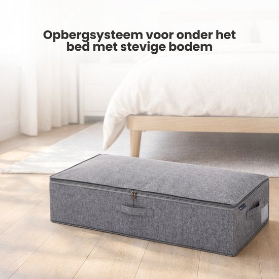 Bed Organizer met verharde bodem - 2 stuks - Ruime Opbergzakken voor Kleding en Dekbedden - Grijs - Opbergtassen voor onder je Bed