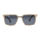 5one® Rimini Slimline White - houten zonnebril met zwarte strepen