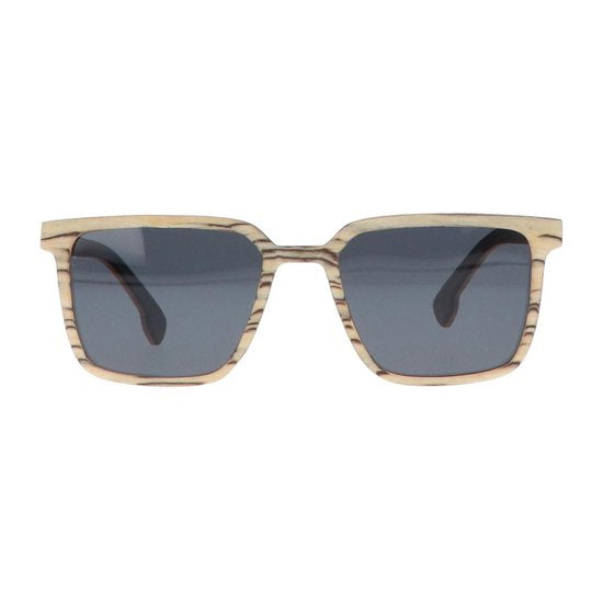 5one® Rimini Slimline White - houten zonnebril met zwarte strepen